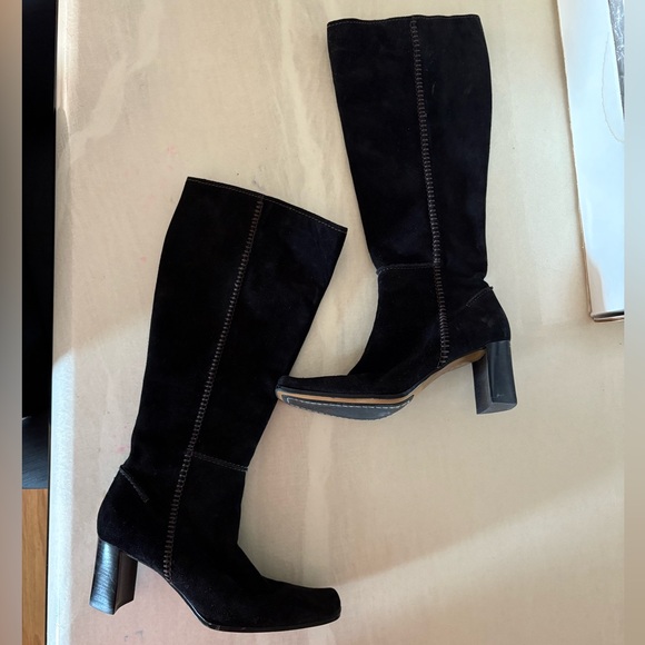 Vintage Suede Square toe Knee high boots - Picture 1 of 11